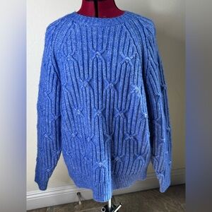 Topshop Blue Textured Rib Knit Sweater Women’s Medium (US 8–10)